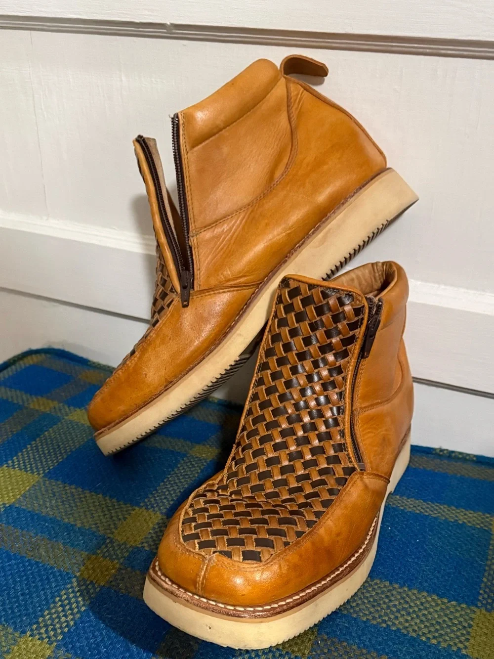 Dalton Men’s Size 11.5 Leather Basket Weave Dual Zipper Men’s Chukka Boots